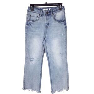 A Loves A Light Wash Cropped Raw Edge Distressed Jeans Size 25